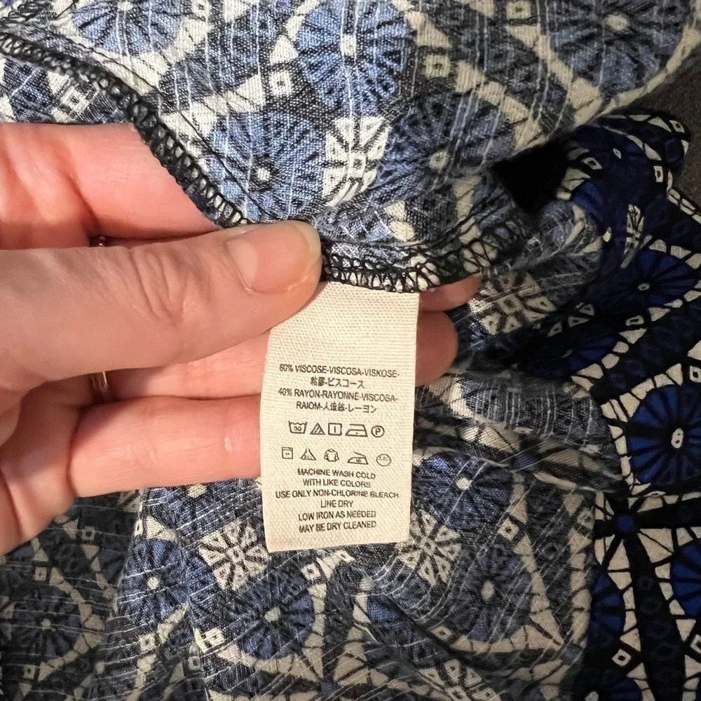 Free People Melody Geo Button Front Mini Dress Size 6 Blue